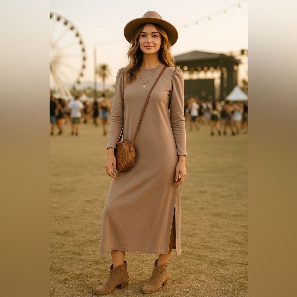 Universal Thread Cotton Maxi Dress Cottagecore Boho Long Sleeve Normcore Scandi‎